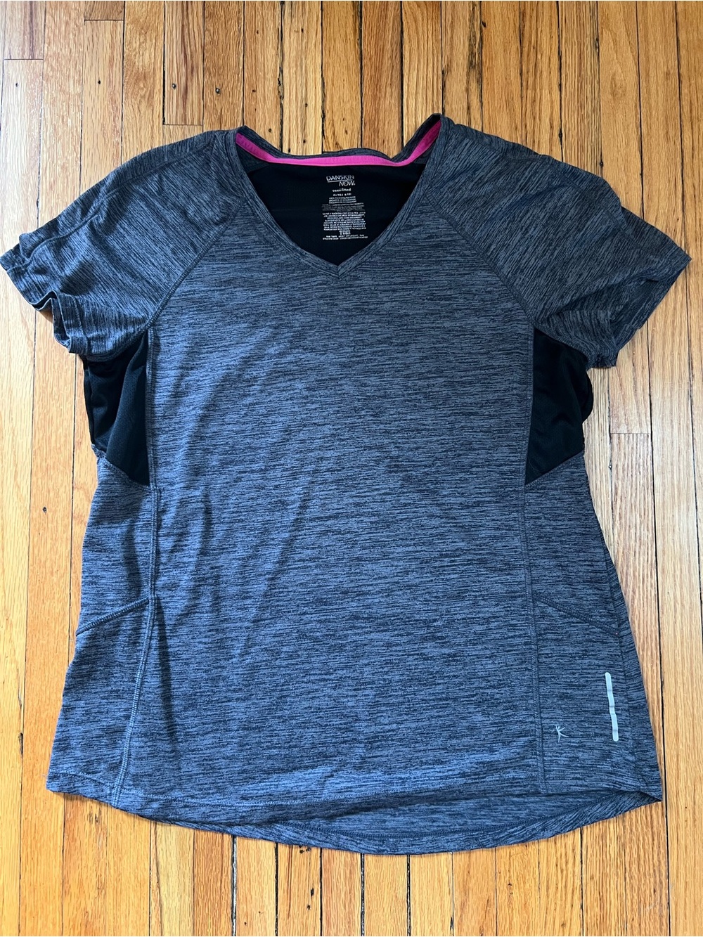 Danskin Now Heather Charcoal V-Neck Tee